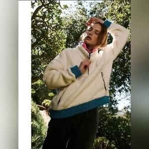 Free People Movement, ‎ Over The Rainbow Fleece, Ivory/Blue/Pink, Size XS